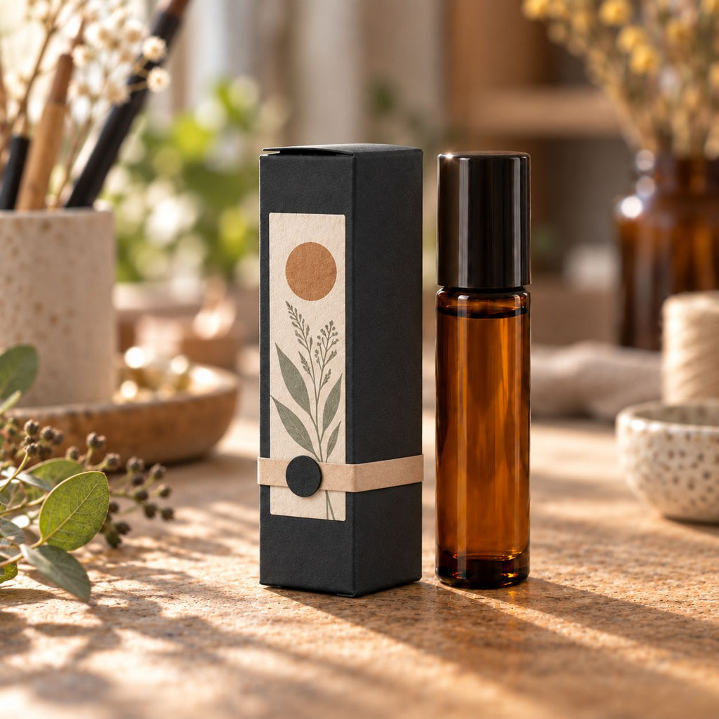Caixa Lisa para Frasco Roll-On de 10 ml – Preto | Ancient Wisdom