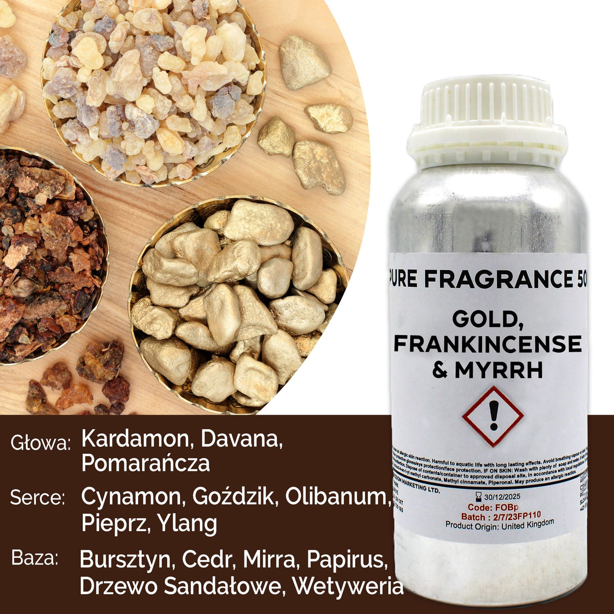 Óleo de Fragrância Puro Ouro, Olíbano e Mirra – 500 ml | Ancient Wisdom
