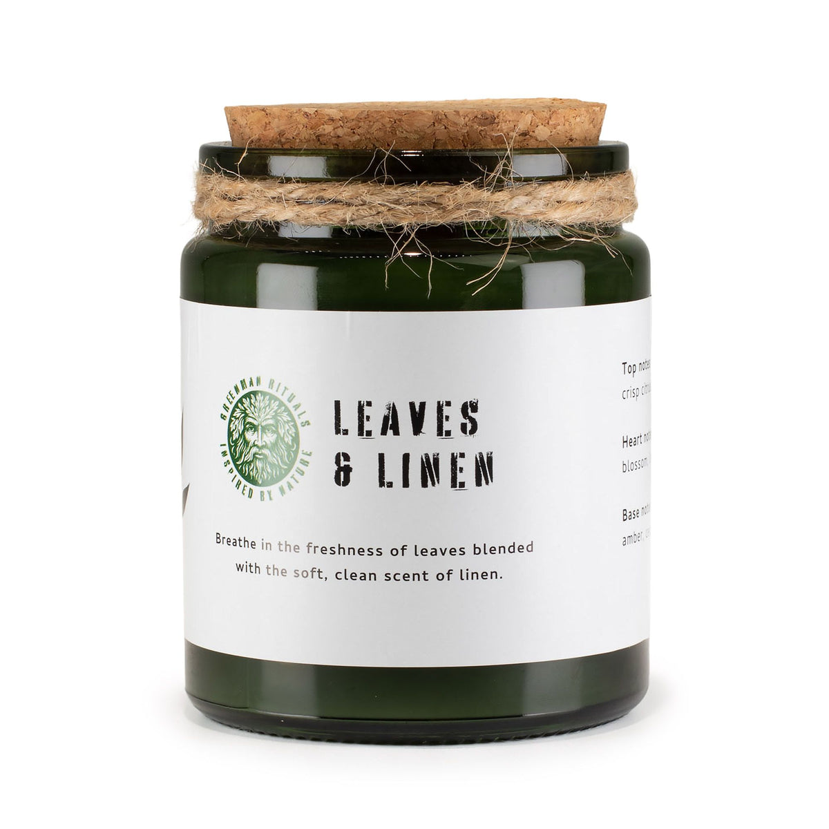 GREENMAN RITUALS - Vela de Soja com Pavio de Madeira Leaves & Linen