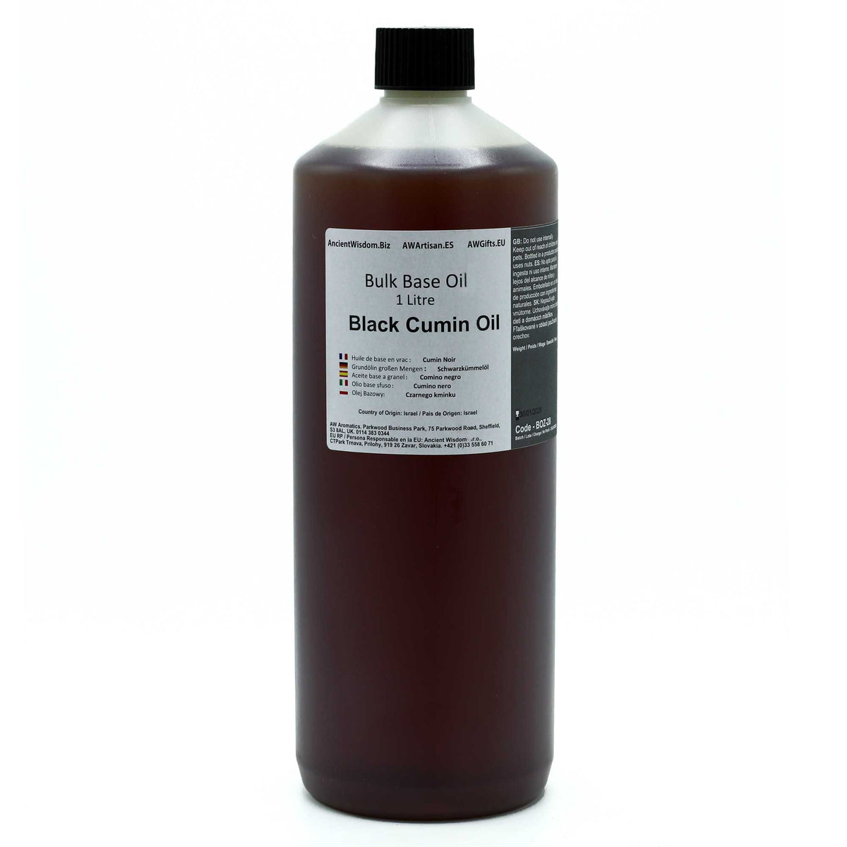 Óleo Base de Cominho-Preto 100% Puro – 1 Litro | Ancient Wisdom