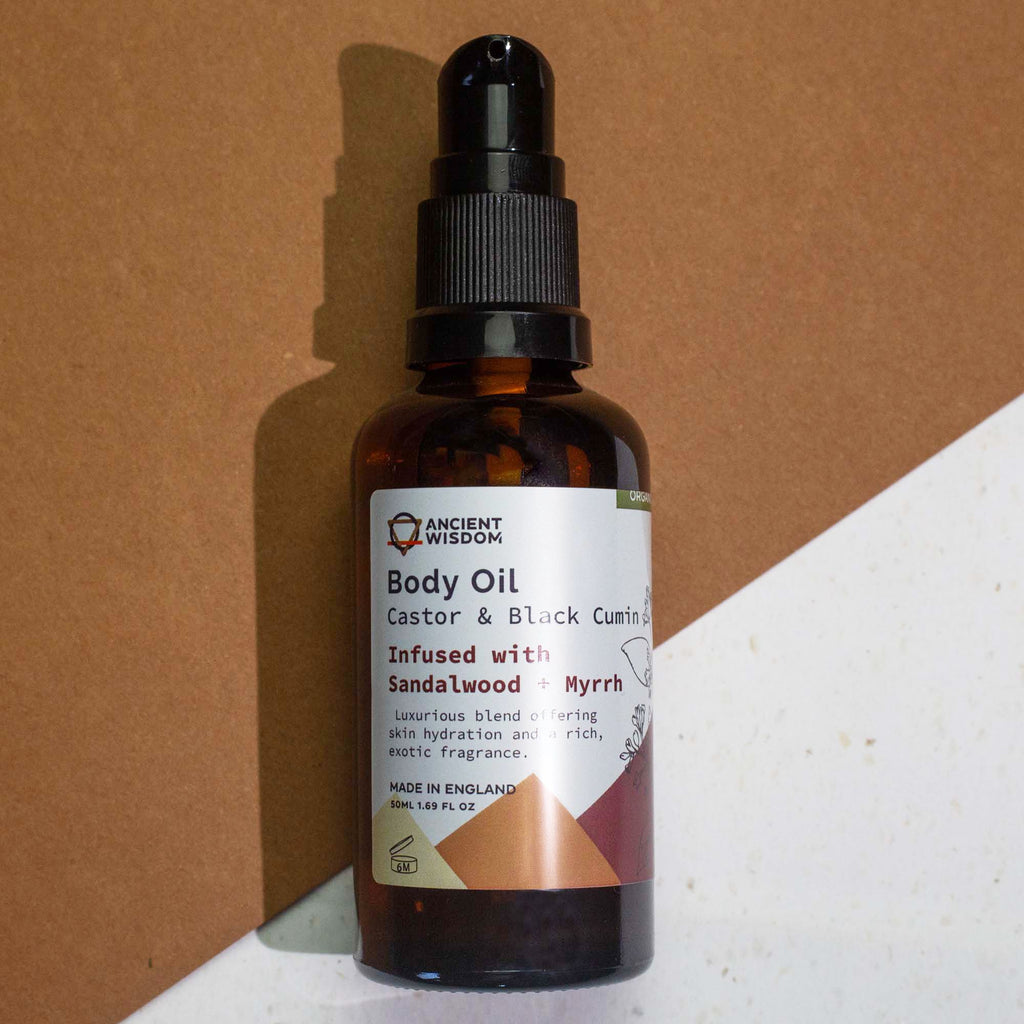 ANCIENT WISDOM - Óleo Corporal Orgânico de Sândalo e Mirra 50 ml