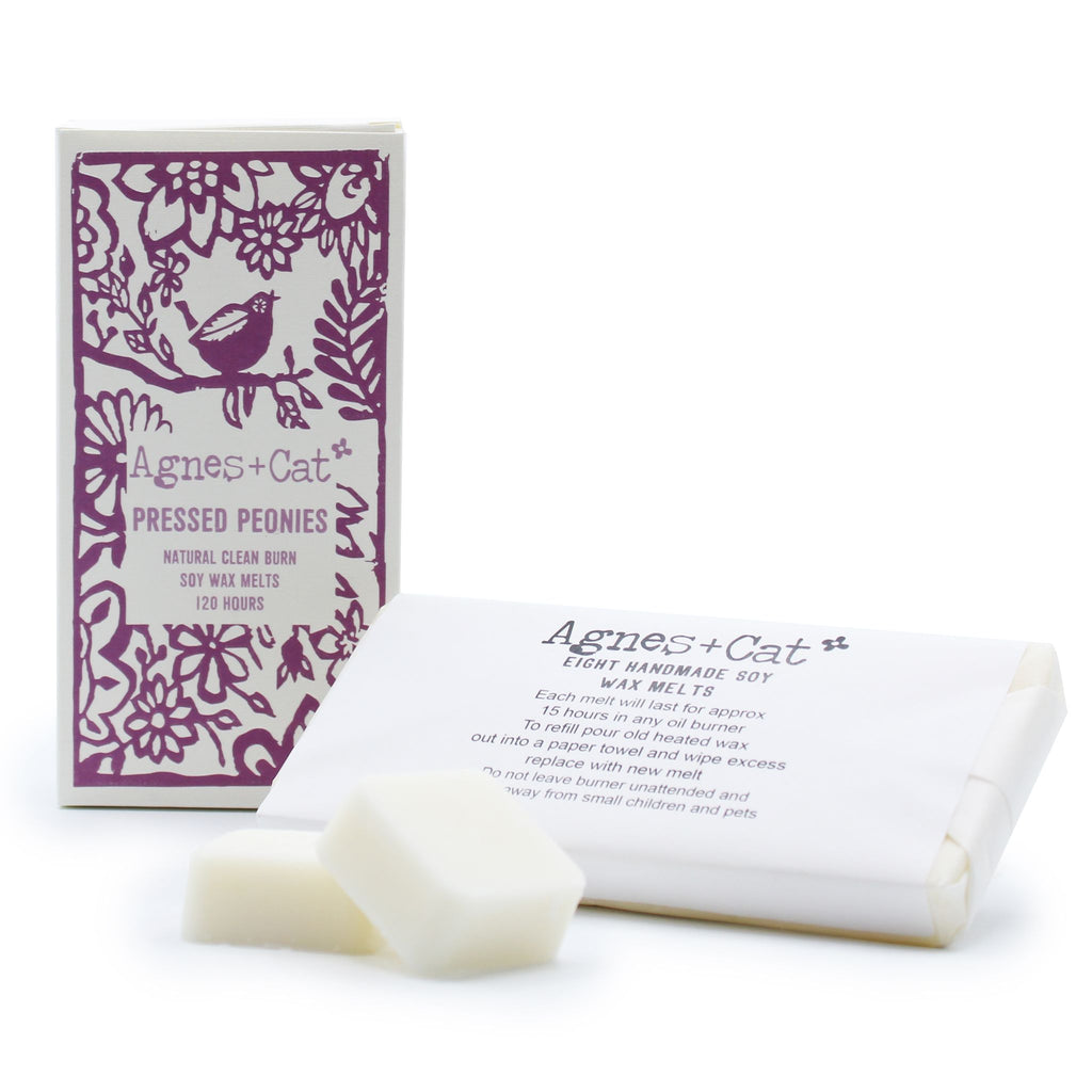 Caixa de 8 Ceras Perfumadas de Soja – Peónias (Pressed Peonies) | Agnes + Cat