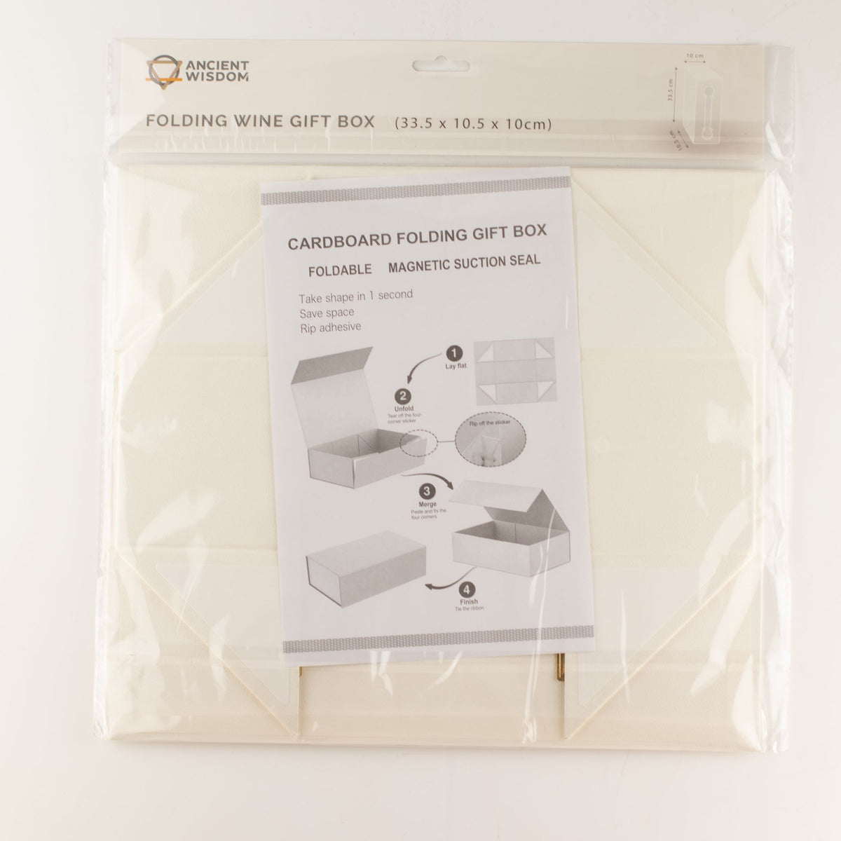 Caixa de Oferta Desmontável para Garrafa de Vinho – 33,5 × 10 × 10,5 cm – Branco | Ancient Wisdom