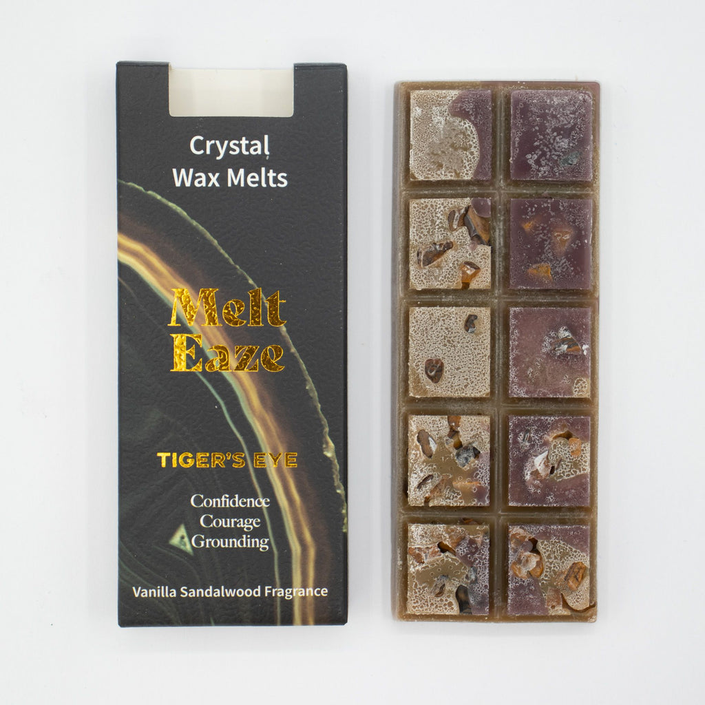 Cera Perfumada MeltEaze com Olho de Tigre – Baunilha e Sândalo, 50 g | Ancient Wisdom