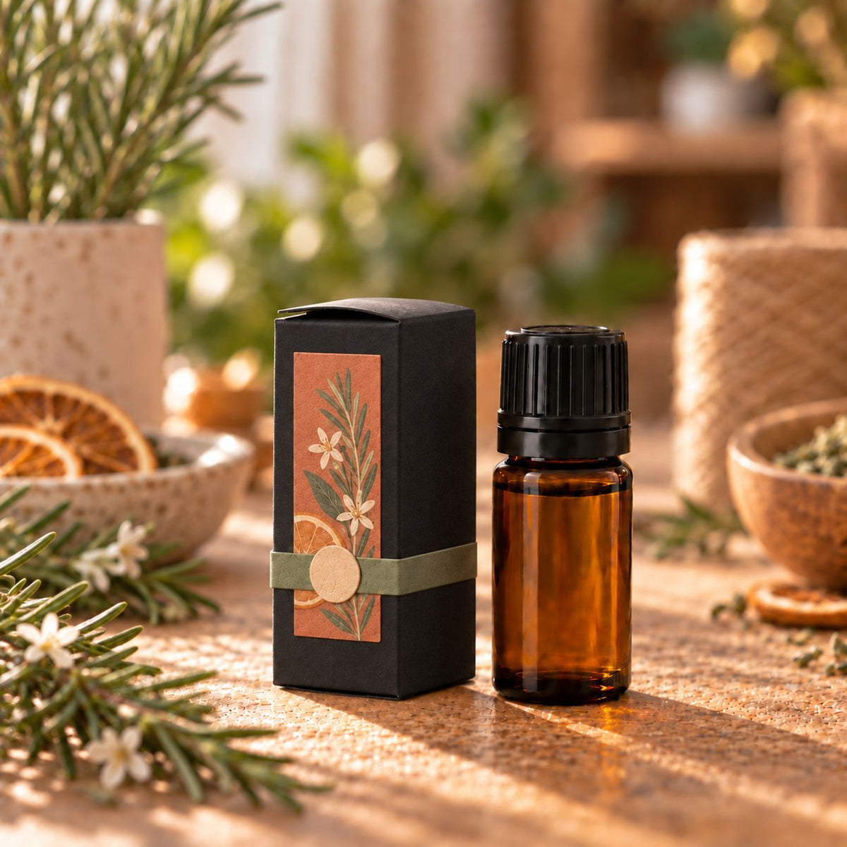 Caixa Lisa para Frasco de Óleo Essencial de 10 ml – Preto | Ancient Wisdom