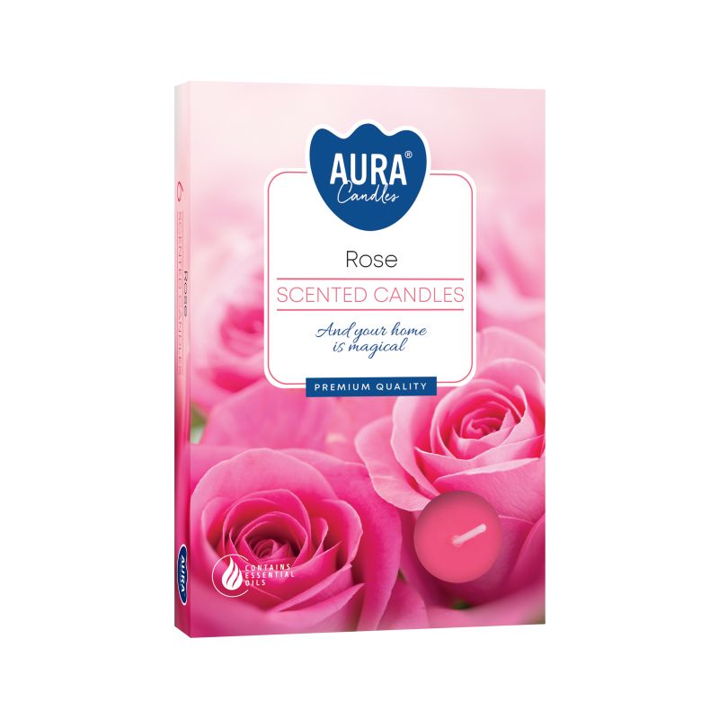 AURA CANDLES - Conjunto de 6 Velas de Chá Perfumadas Rosa