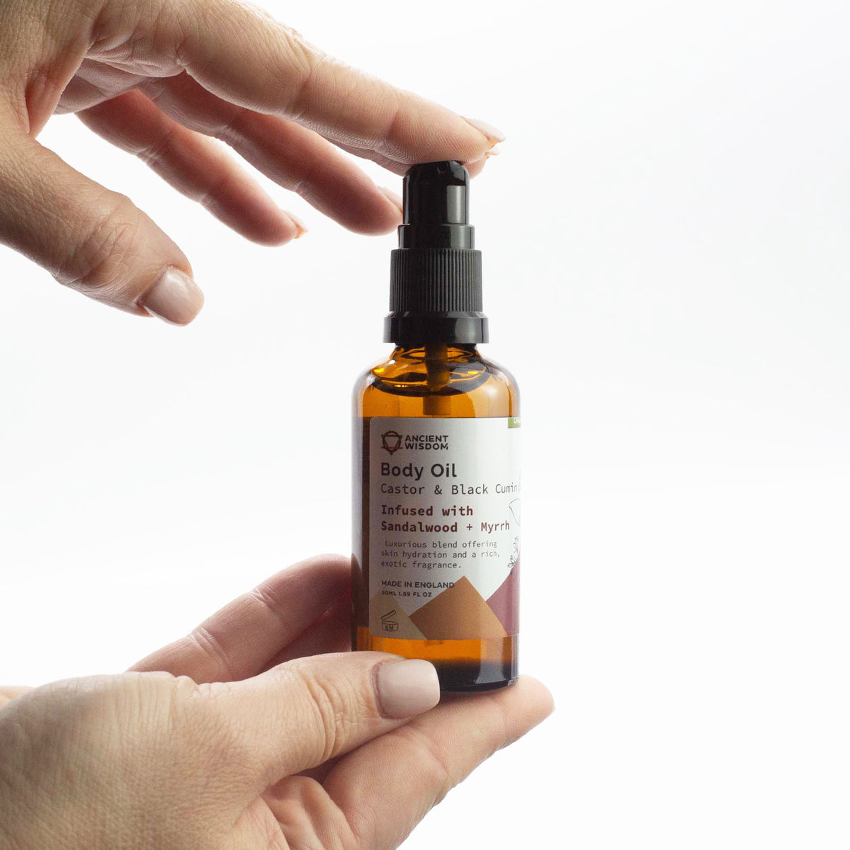 ANCIENT WISDOM - Óleo Corporal Orgânico de Sândalo e Mirra 50 ml