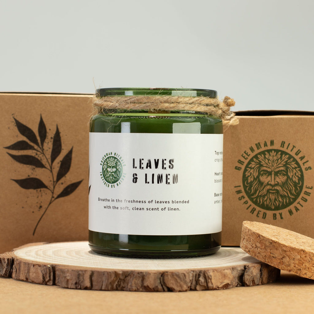 GREENMAN RITUALS - Vela de Soja com Pavio de Madeira Leaves & Linen