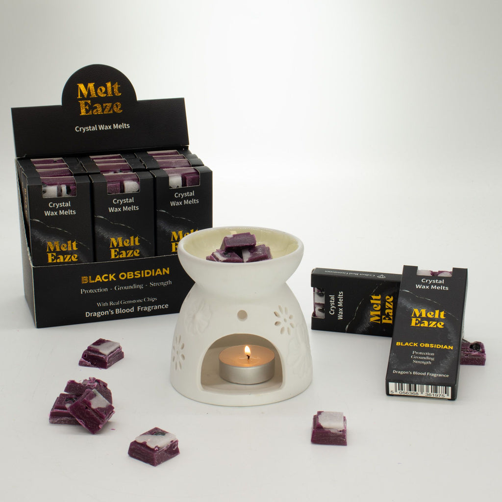 Cera Perfumada MeltEaze com Obsidiana – Sangue de Dragão, 50 g | Ancient Wisdom