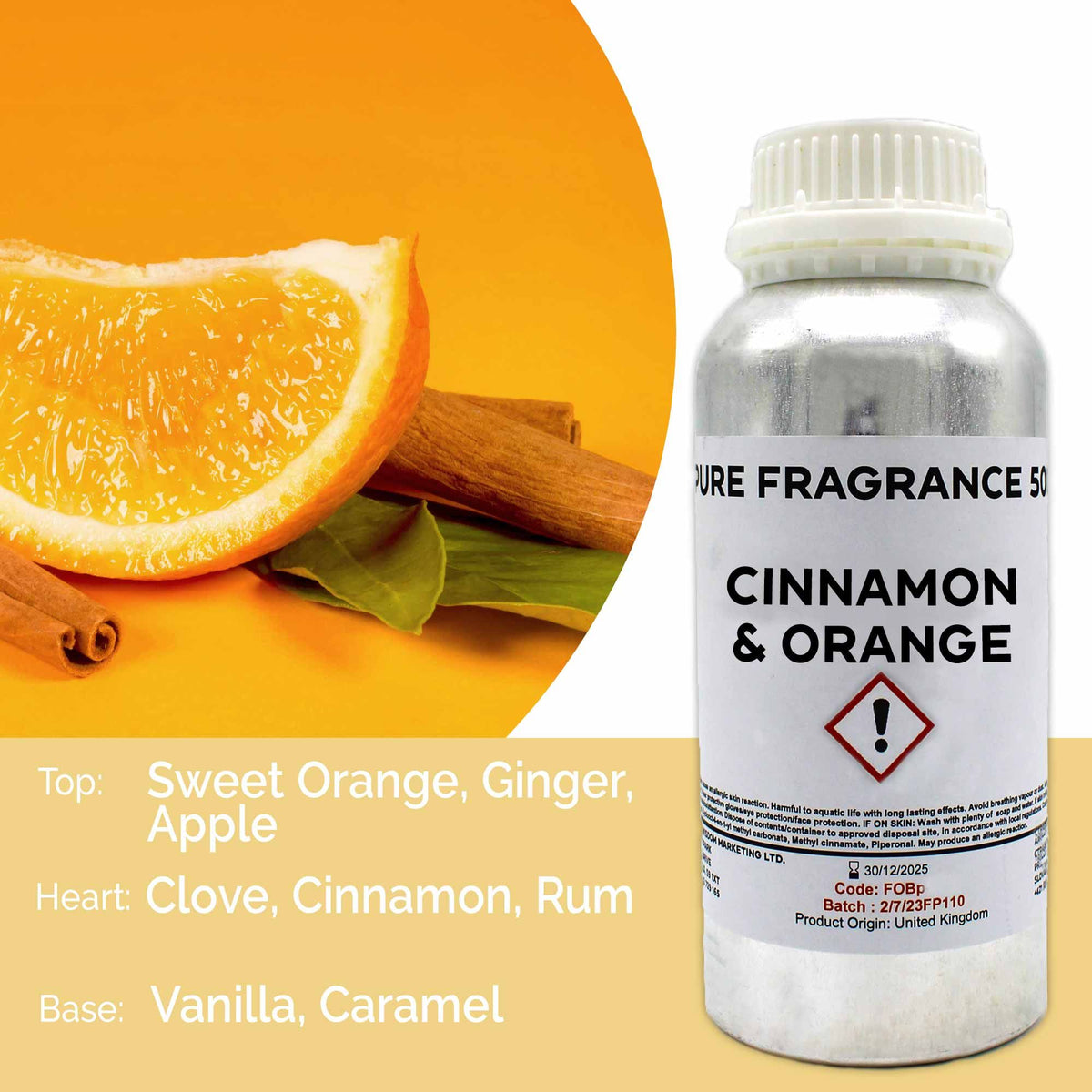 Óleo de Fragrância Puro Canela e Laranja – 500 ml | Ancient Wisdom