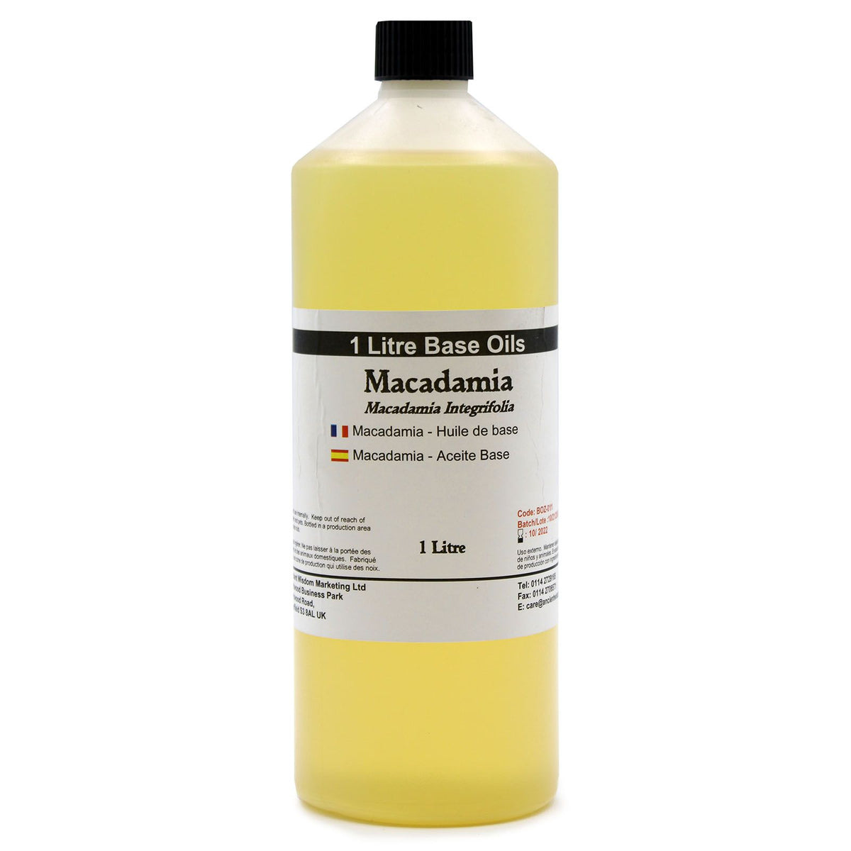 Óleo Base de Macadâmia 100% Puro – 1 Litro | Ancient Wisdom