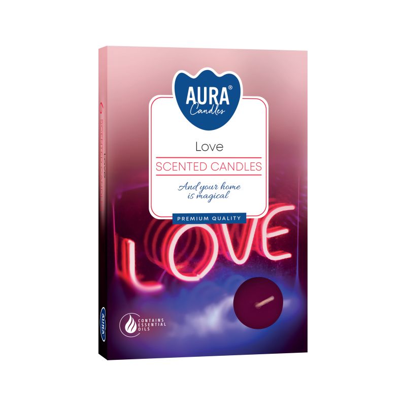 AURA CANDLES - Conjunto de 6 Velas de Chá Perfumadas Love