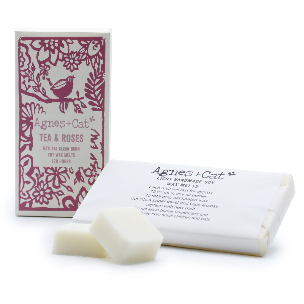 Caixa de 8 Ceras Perfumadas de Soja – Chá e Rosas | Agnes + Cat