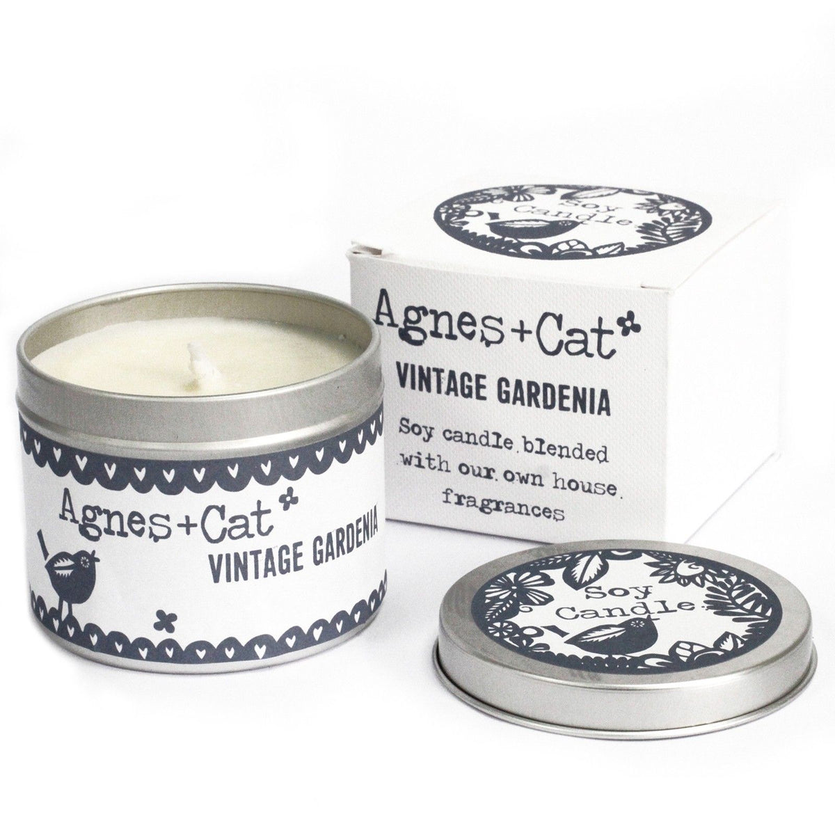Vela de Soja em Lata – Gardénia Vintage – 200 ml | Agnes + Cat