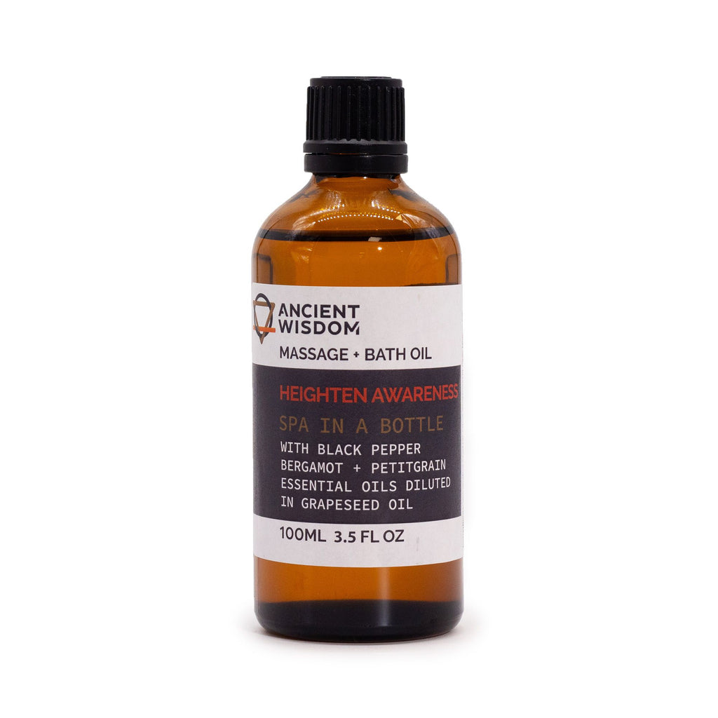 Óleo de Massagem Consciência Desperta (Heighten Awareness) com Bergamota e Pimenta-Preta – 100 ml | Ancient Wisdom