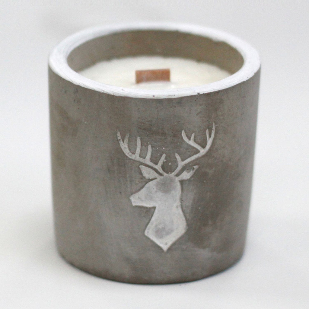 Vela de Soja em Cimento Média – Design Stag Head – Whisky e Fumo de Lenha com Pavio de Madeira | Ancient Wisdom
