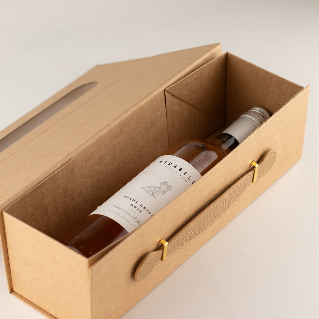 Caixa de Oferta Desmontável para Garrafa de Vinho – 33,5 × 10 × 10,5 cm – Kraft | Ancient Wisdom