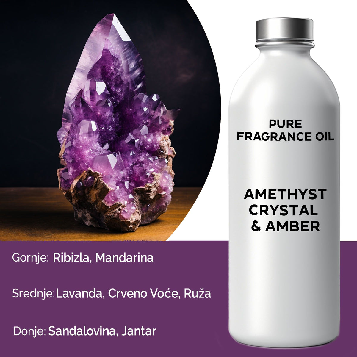 Óleo de Fragrância Puro Cristal de Ametista e Âmbar – 500 ml | Ancient Wisdom