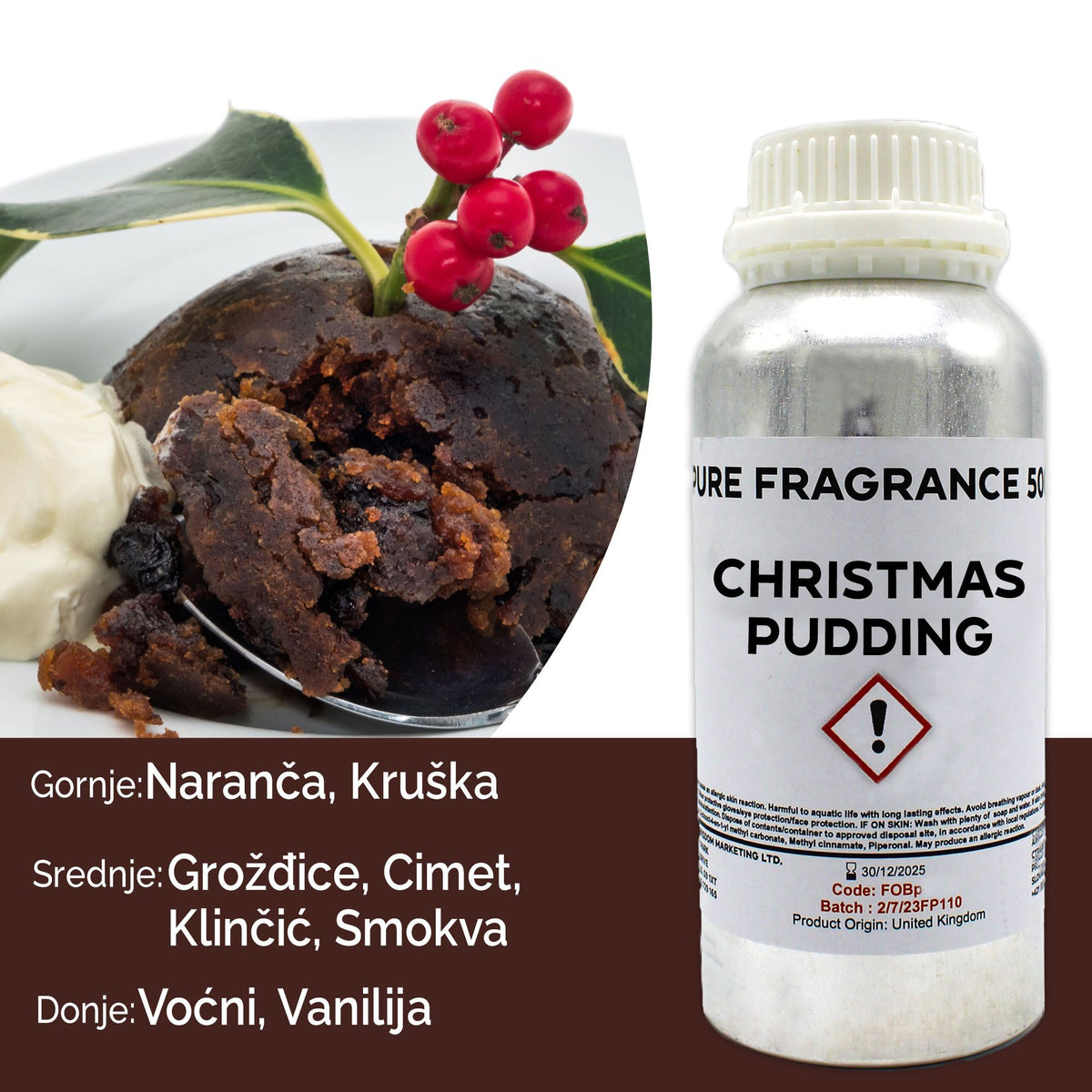 Óleo de Fragrância Puro Pudim de Natal – 500 ml | Ancient Wisdom