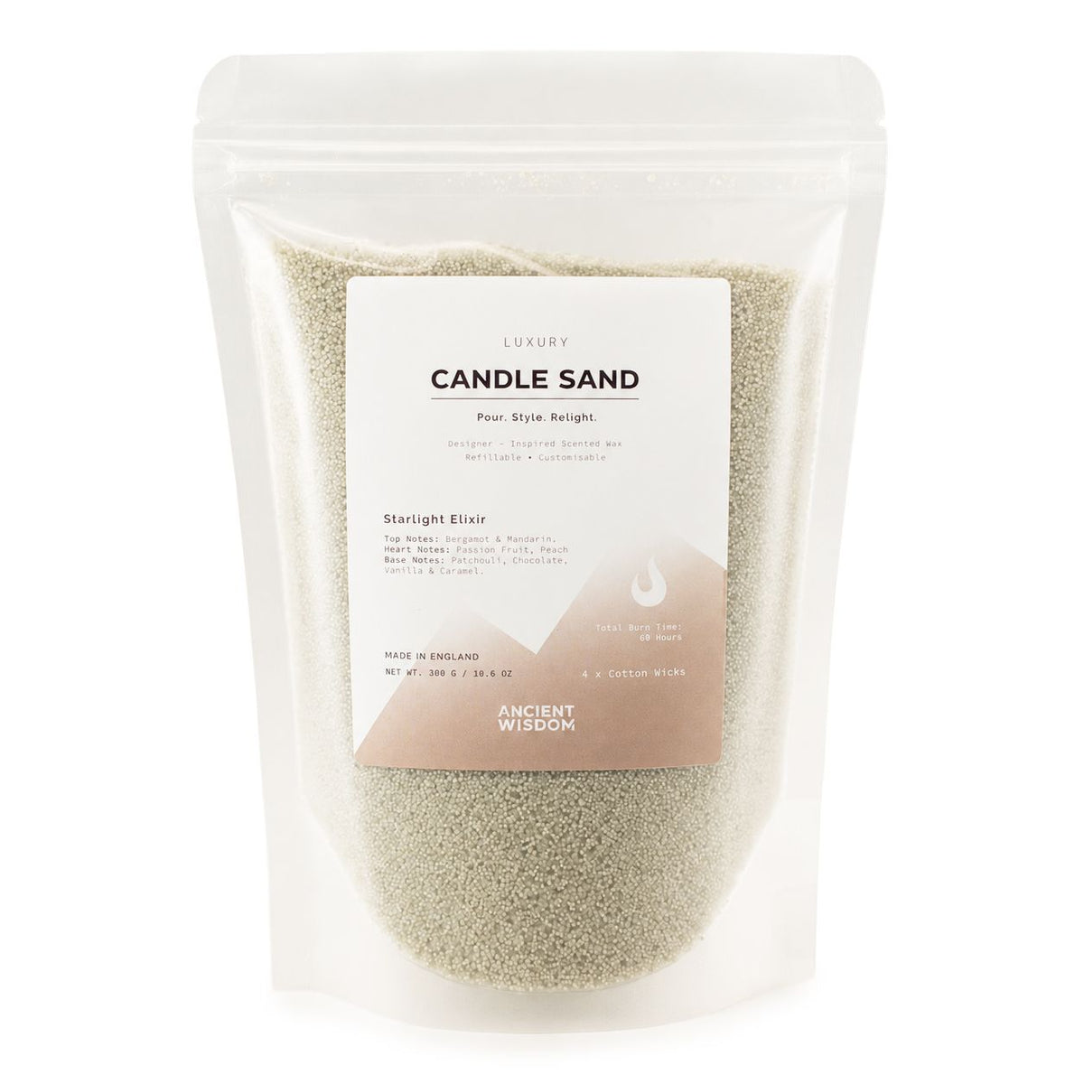 Areia de Vela Perfumada Starlight Elixir – Cor Branca – 300 g | Ancient Wisdom