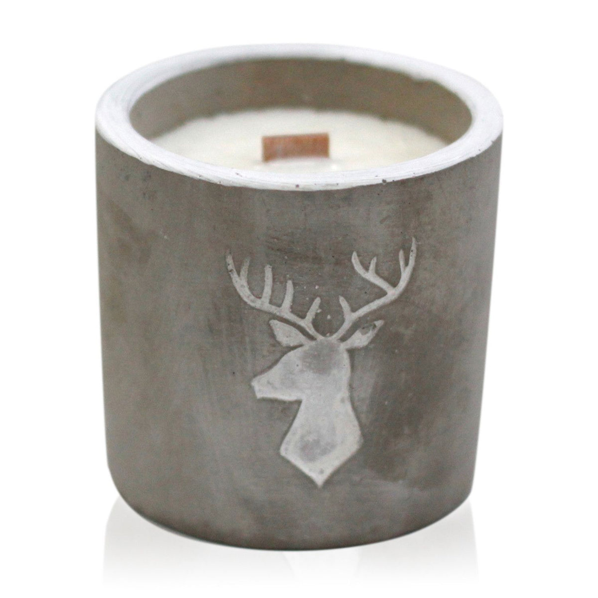 Vela de Soja em Cimento Média – Design Stag Head – Whisky e Fumo de Lenha com Pavio de Madeira | Ancient Wisdom