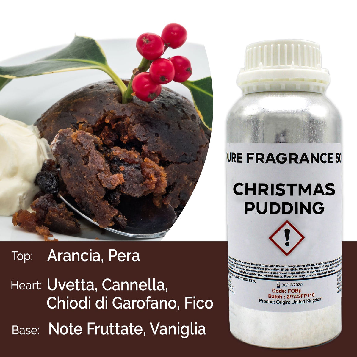 Óleo de Fragrância Puro Pudim de Natal – 500 ml | Ancient Wisdom