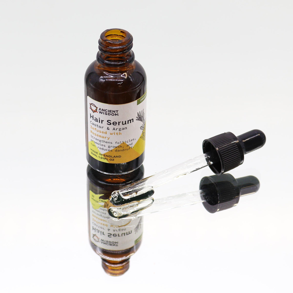 Sérum Capilar Biológico de Alecrim com Argão e Rícino – 30 ml | Ancient Wisdom