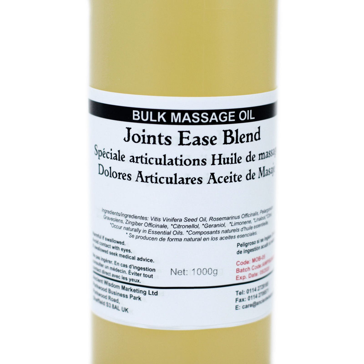 Óleo de Massagem Joints Ease com Alecrim, Gengibre e Gerânio – 1 kg | Ancient Wisdom