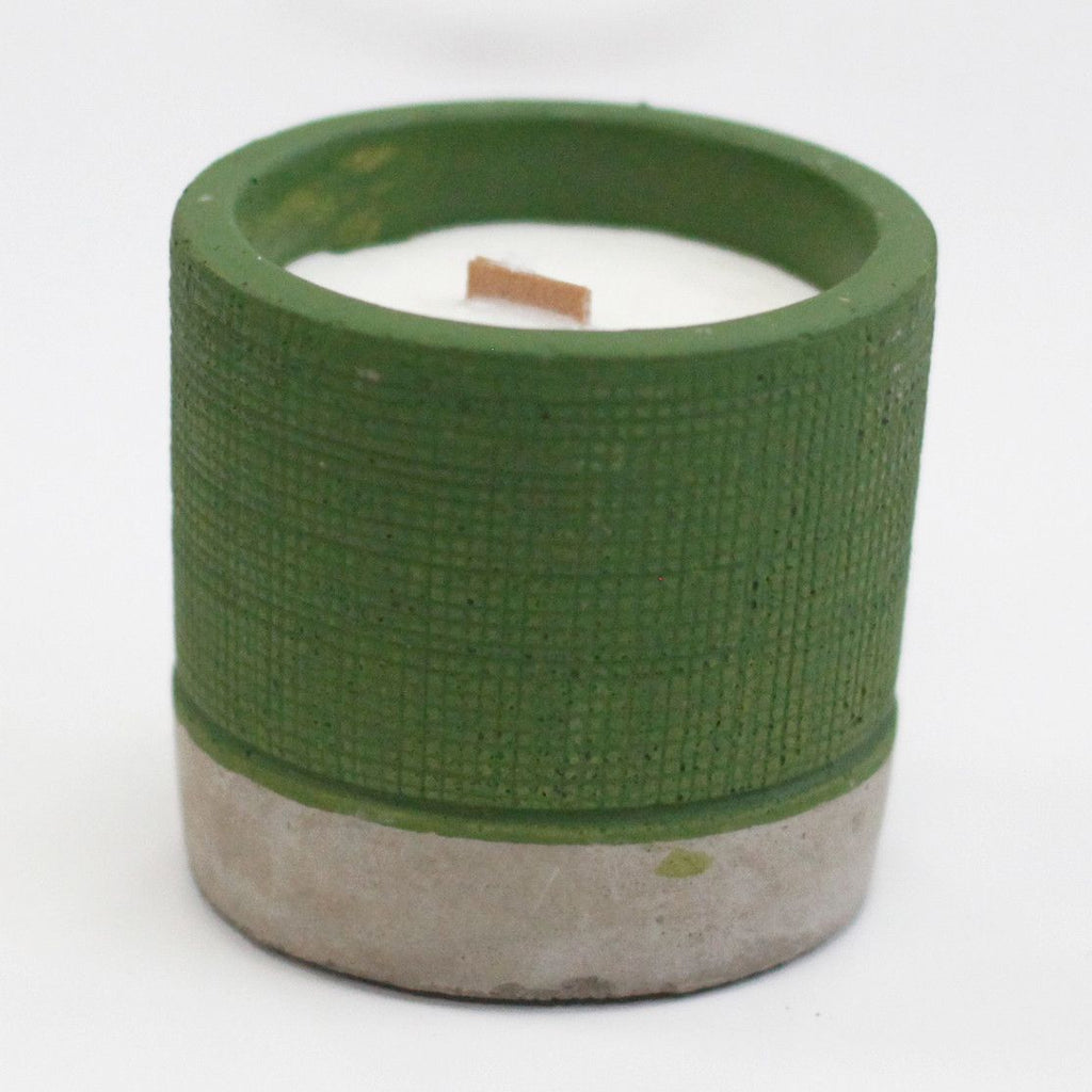 Vela de Soja em Pote Verde de Cimento – Musgo Marinho e Ervas com Pavio de Madeira | Ancient Wisdom