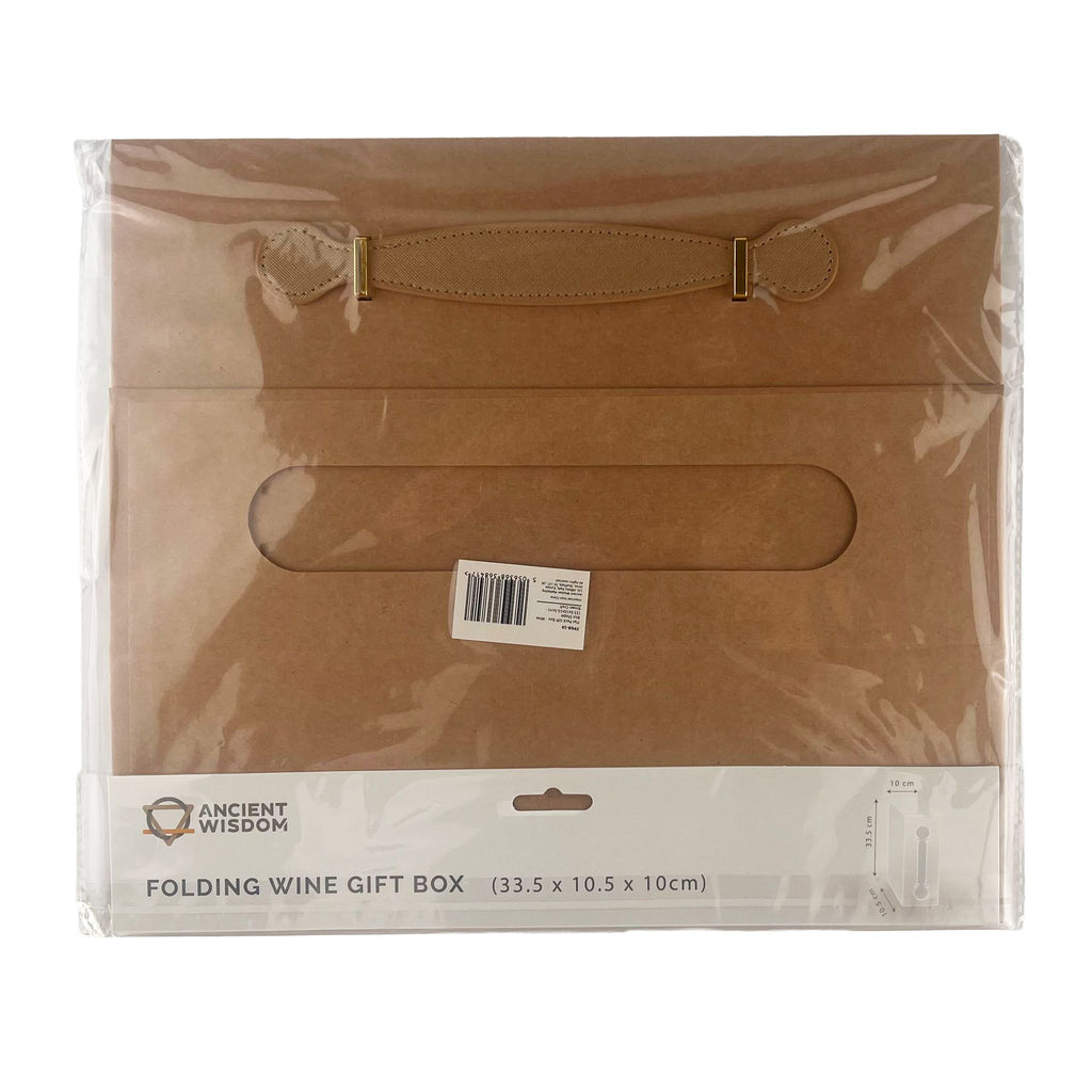 Caixa de Oferta Desmontável para Garrafa de Vinho – 33,5 × 10 × 10,5 cm – Kraft | Ancient Wisdom