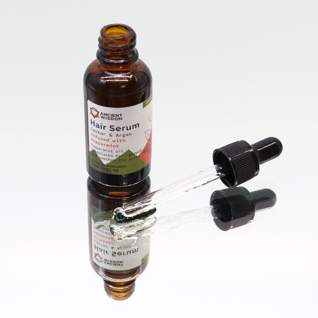 Sérum Capilar Biológico de Hortelã-Pimenta com Argão e Rícino – 30 ml | Ancient Wisdom