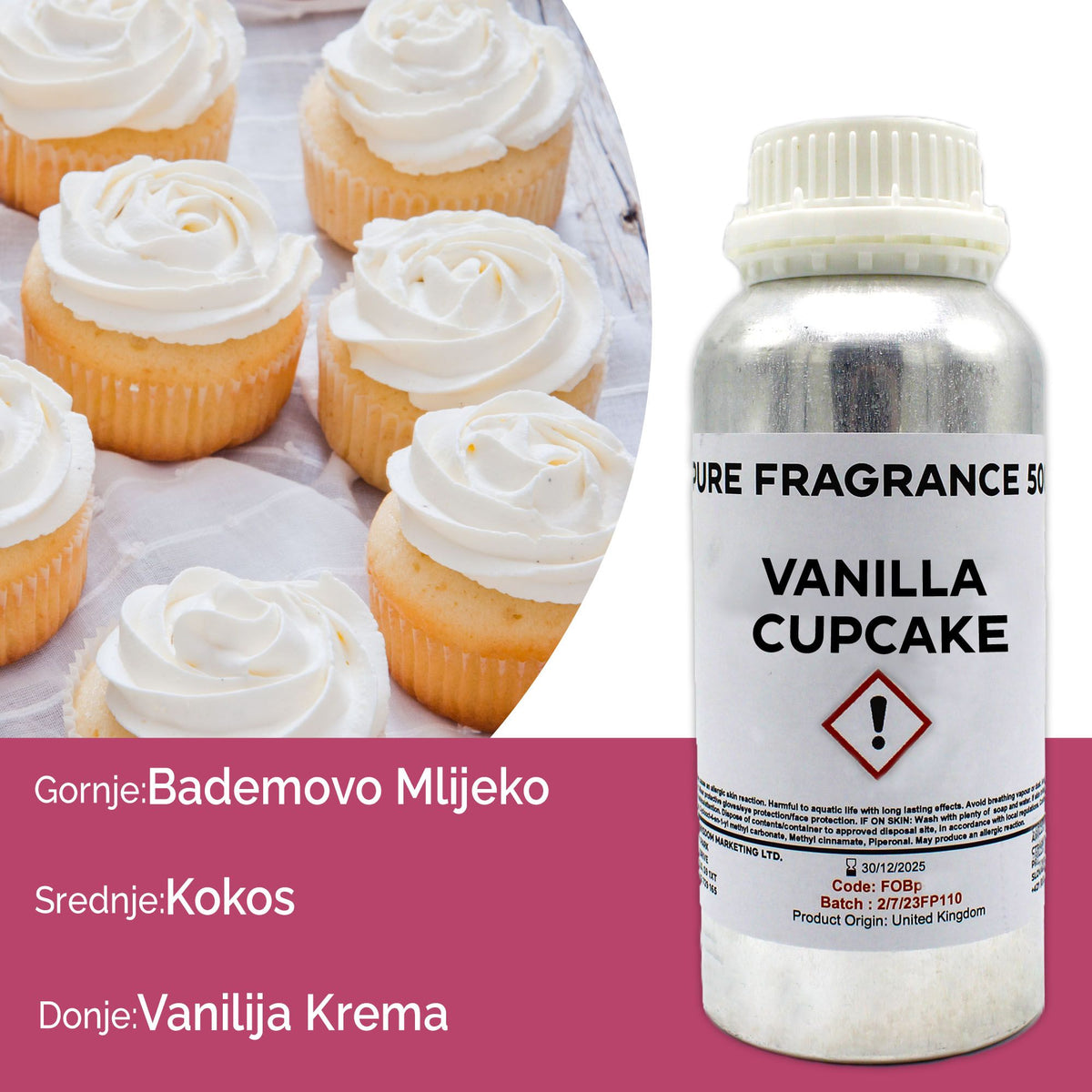 Óleo de Fragrância Puro Cupcake de Baunilha – 500 ml | Ancient Wisdom
