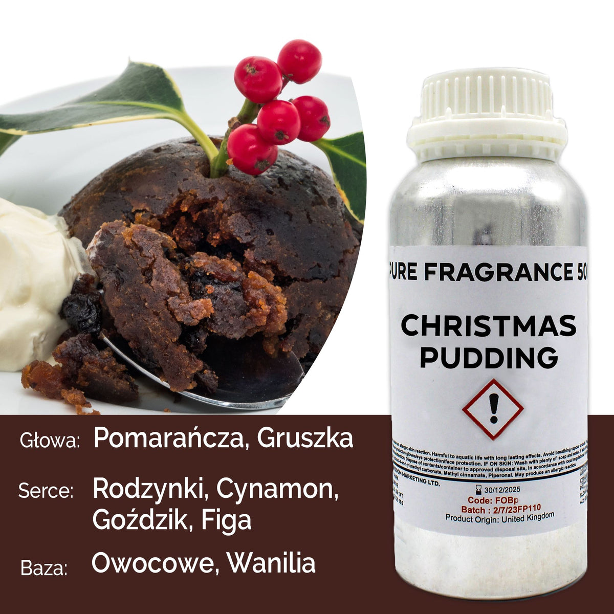 Óleo de Fragrância Puro Pudim de Natal – 500 ml | Ancient Wisdom