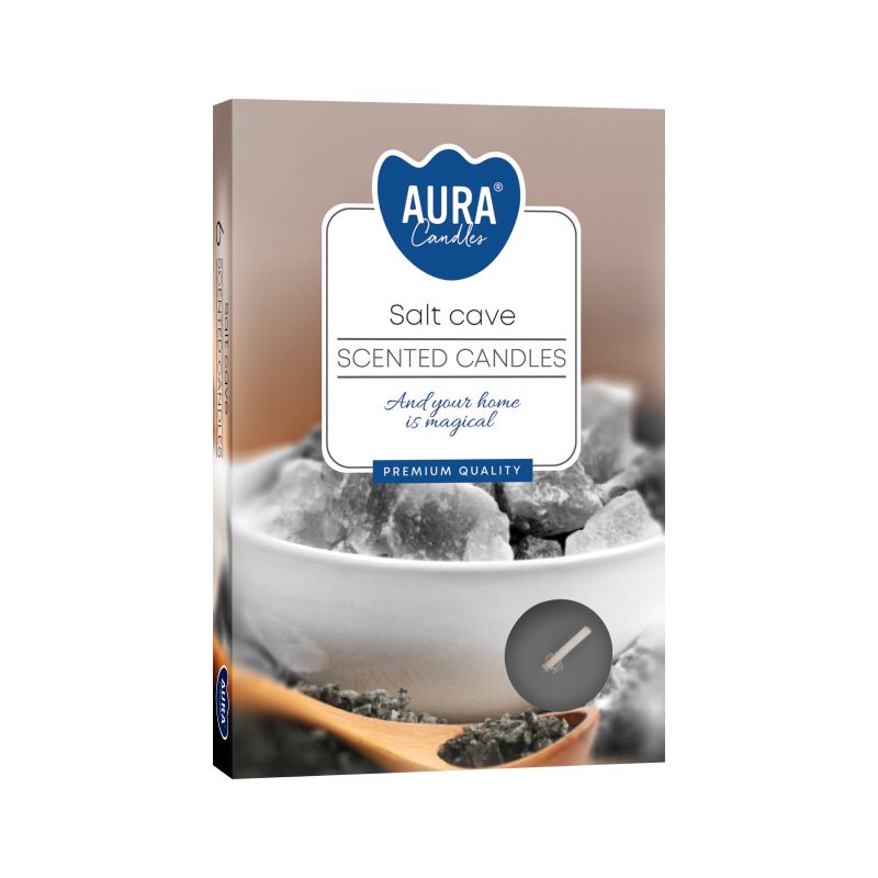 AURA CANDLES - Conjunto de 6 Velas de Chá Perfumadas Gruta de Sal