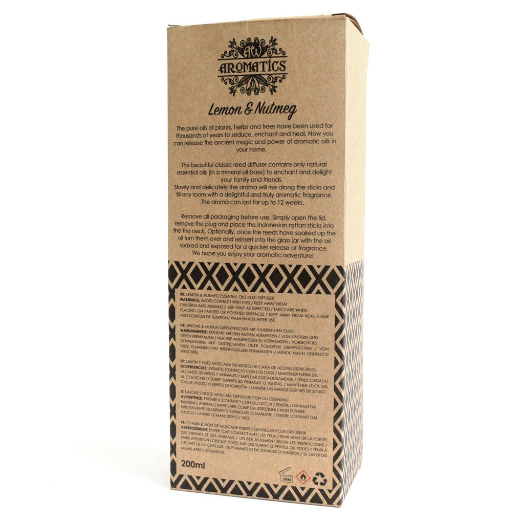 Difusor de Varetas com Óleos Essenciais Limão e Noz-Moscada – 200 ml | Ancient Wisdom