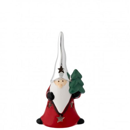 Pai Natal LED 13cm com Chapéu Prateado | Prata Bilaminada 925 | Natal Luxo