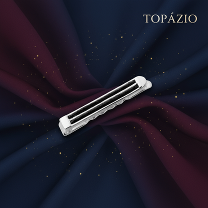 Banner Alfinete de Gravata Stripes em prata para Homem - Topázio