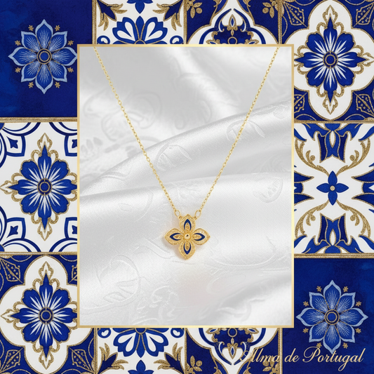 Banner Alma de Portugal - Colar Alma flor azul Luxo