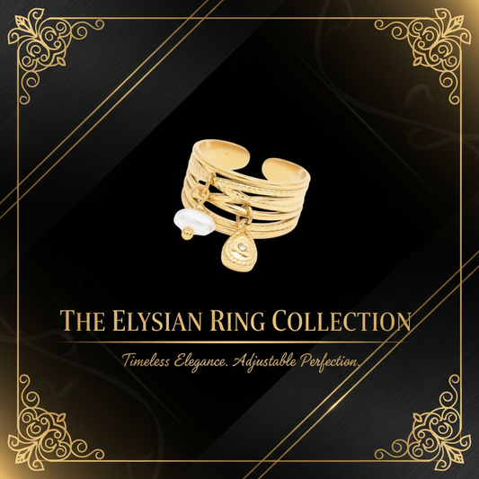 Banner Anel ajustável em aço gota e pérola