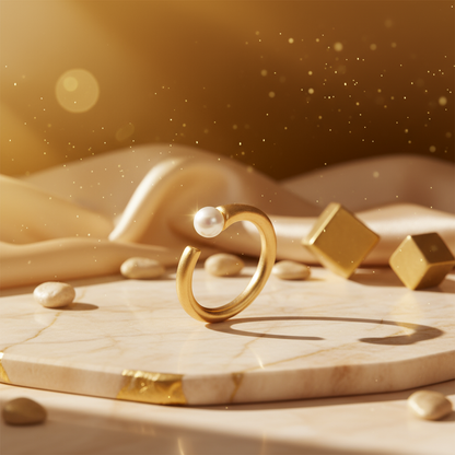 Banner Anel em aço aberto com pérola