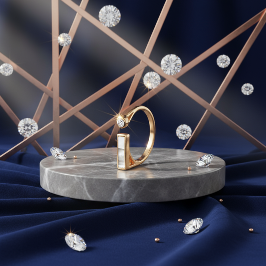 Banner Anel em aço geométrico e brilhante