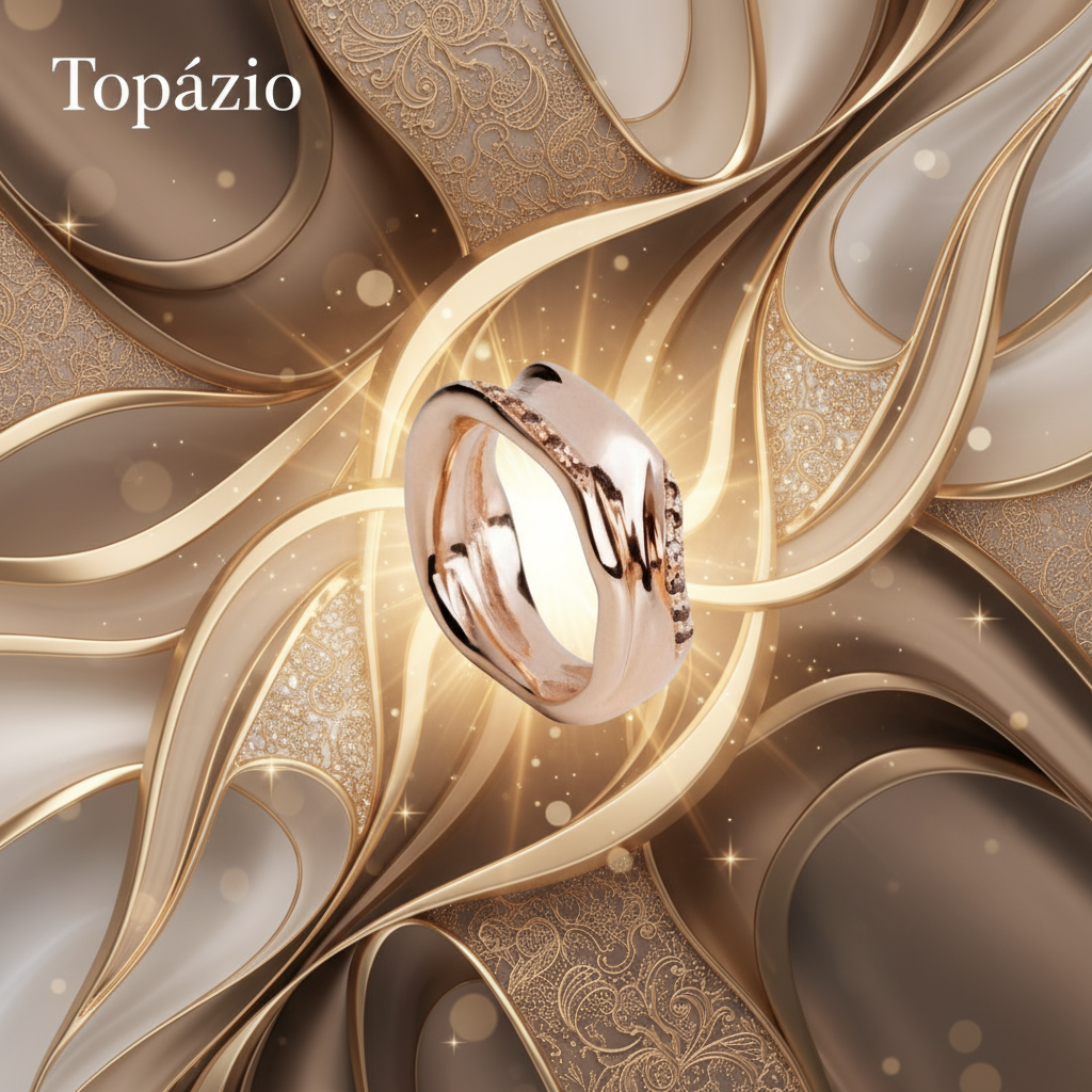 Banner Anel feminino dourado Topázio 1874 - largo com cristais