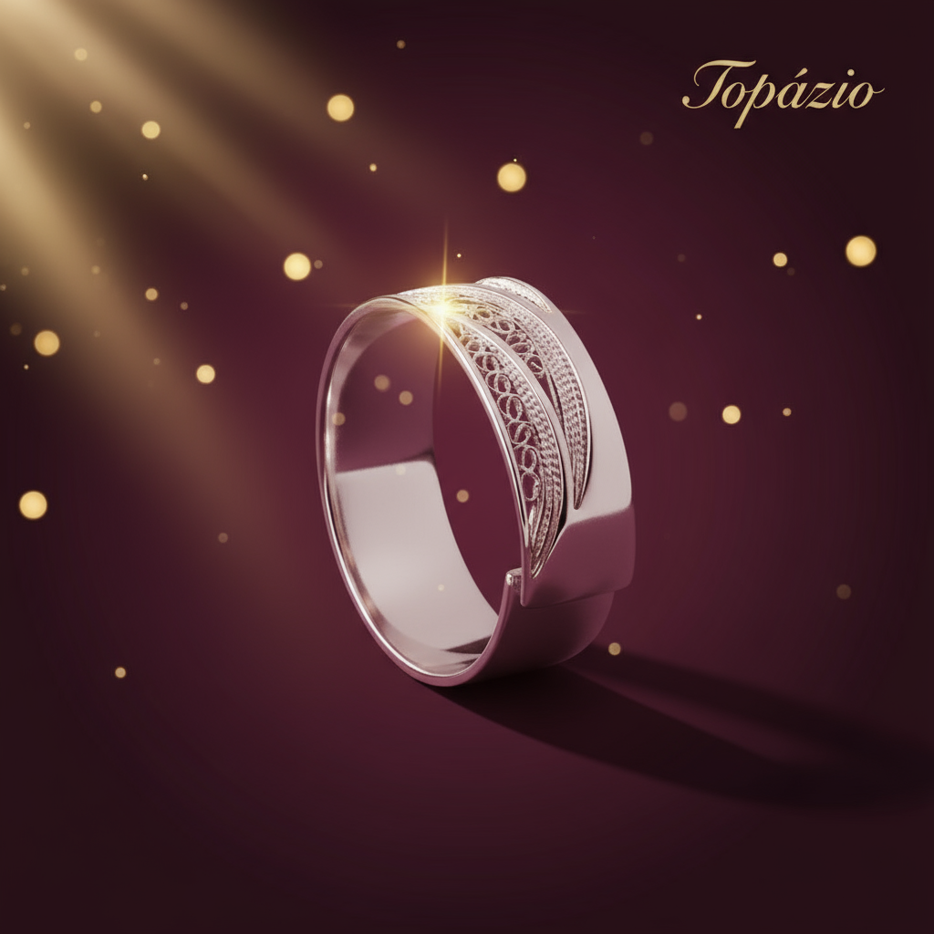 Banner Anel Filigrana Artesanal Topázio