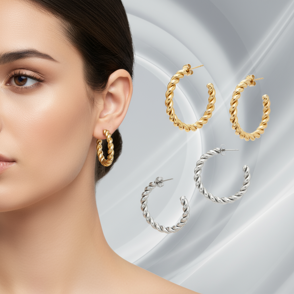 Banner Argolas em aço efeito torcido