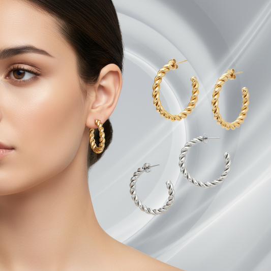 Banner Argolas em aço efeito torcido