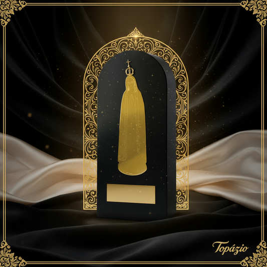 Banner Bibelot Nossa Senhora de Fátima Dourado - Topázio