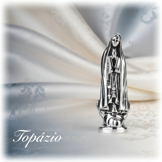 Banner Bibelot Nossa Senhora de Fátima Prateado - Topázio
