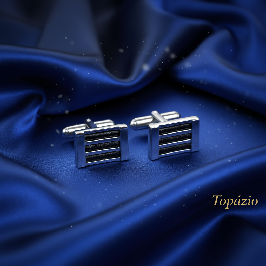 Banner Botões de Punho Prata Topázio - Azulão