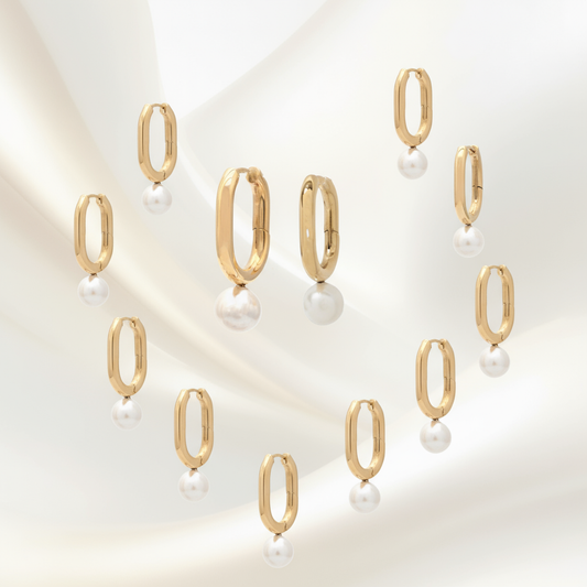 Banner Brincos em aço com pendente de pérola