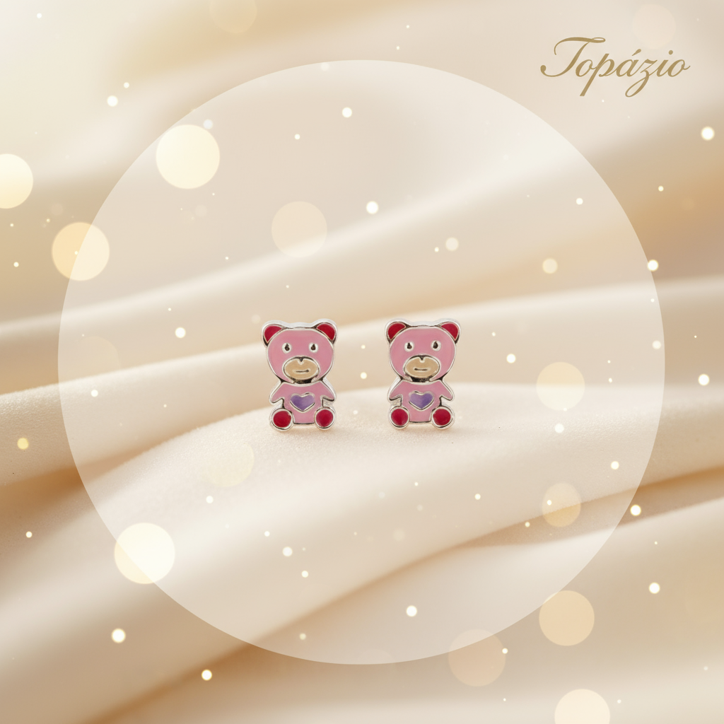 Banner Brincos Ursinho Infantil Topázio